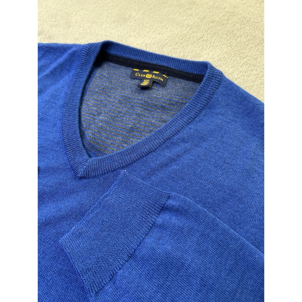 Club Room Merino Wool Blend Sweater Mens XXL Teal V Neck Cozy Core‎ Long Sleeve